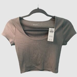 Grey scoop neck top - Hollister